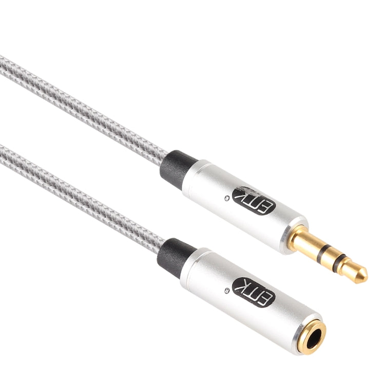 EMK 3.5mm Male to Female Gold-plated Plug Cotton Braided Audio Cable for Speaker / Notebooks / Headphone, Length: 0.5m