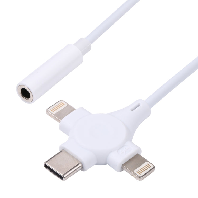 Dual 8 Pin+USB-C/Type-C Male to 3.5mm Female Digital Audio Adapter Cable
