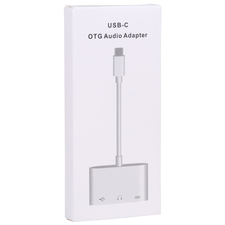 3 in 1 USB-C / Type-C Male to Type-C + USB + 3.5mm Female OTG Adapter