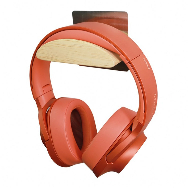 Square Stainless Steel Patch + Solid Wood Wall-mounted Headset Holder