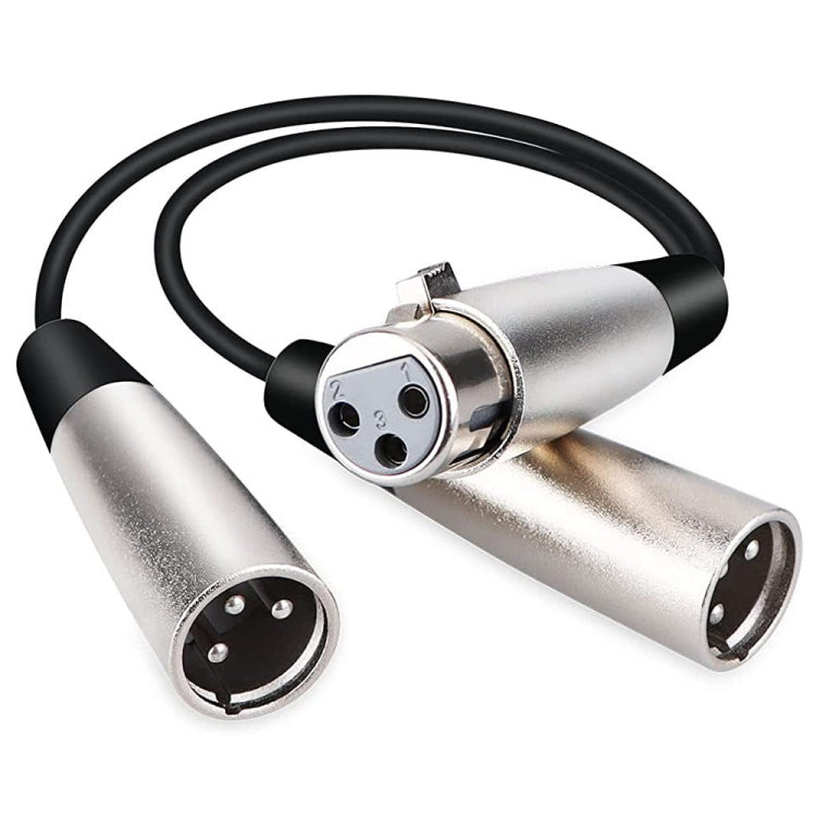 30cm Metal Head 3 Pin XLR CANNON 1 Female to 2 Male Audio Connector Adapter Cable for Microphone / Audio Equipment
