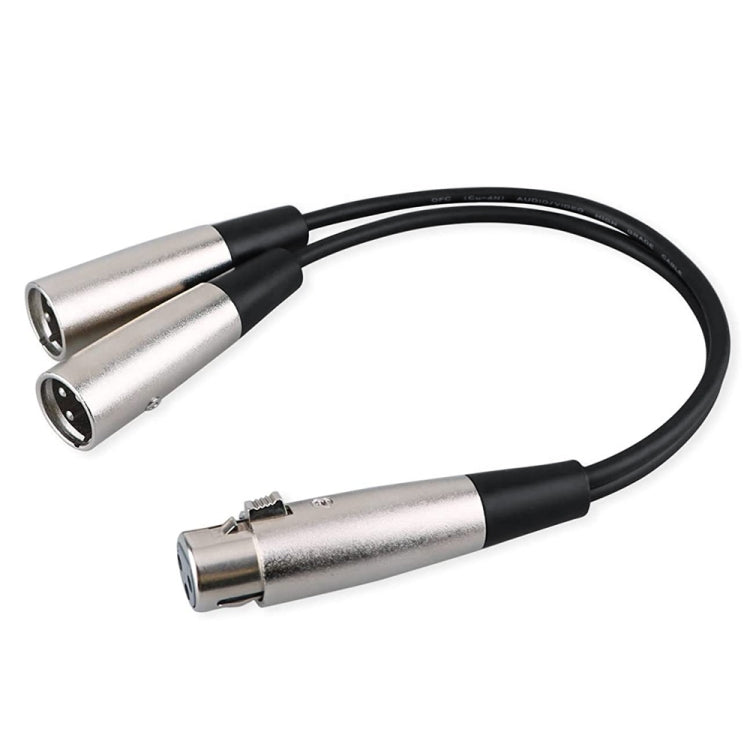 30cm Metal Head 3 Pin XLR CANNON 1 Female to 2 Male Audio Connector Adapter Cable for Microphone / Audio Equipment