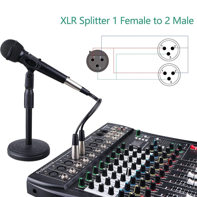 30cm Metal Head 3 Pin XLR CANNON 1 Female to 2 Male Audio Connector Adapter Cable for Microphone / Audio Equipment