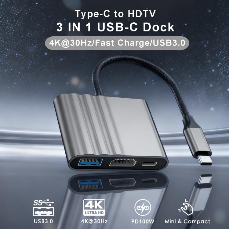 HPA-U3 3 in 1 USB-C / Type-C Male to HDTV, USB 3.0, USB-C / Type-C Adapter