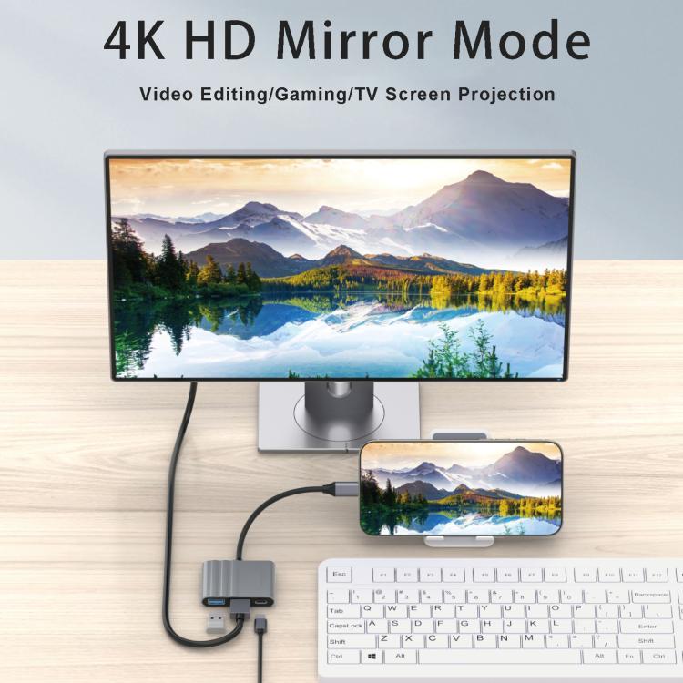 HPA-U3 3 in 1 USB-C / Type-C Male to HDTV, USB 3.0, USB-C / Type-C Adapter