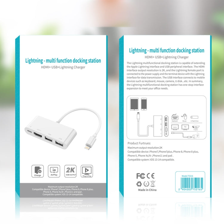 75215 5 in 1 8 Pin to HDMI + SD Card Slot + TF Card Slot + USB + 8 Pin Charging Port HD Video Converter