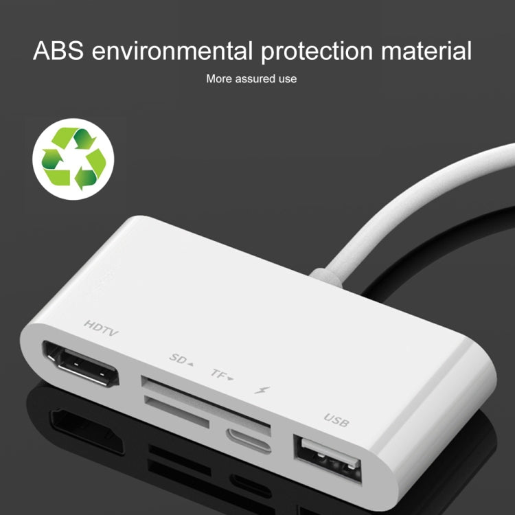 75215 5 in 1 8 Pin to HDMI + SD Card Slot + TF Card Slot + USB + 8 Pin Charging Port HD Video Converter