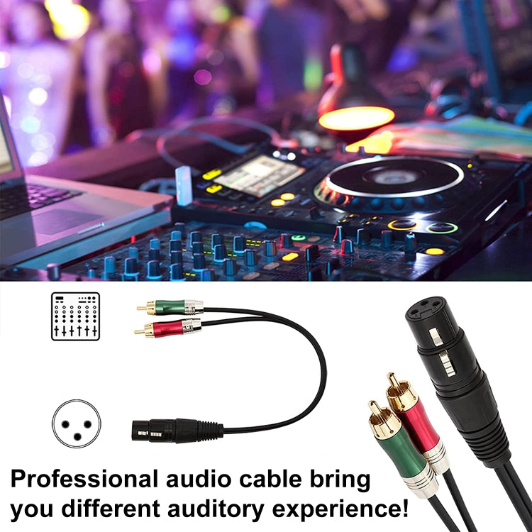 30cm Metal Head 3 Pin XLR CANNON Female to 2 RCA Male Audio Connector Adapter Cable for Microphone / Audio Equipment
