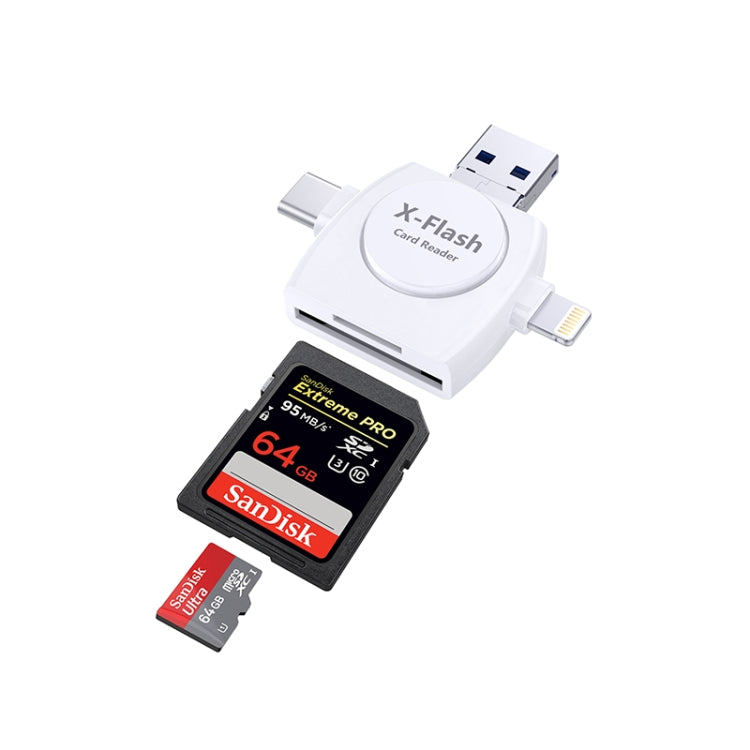 X-Flash R01 3 in 1 8 Pin + USB-C / Type-C + Micro USB Interface SD / TF Card Reader