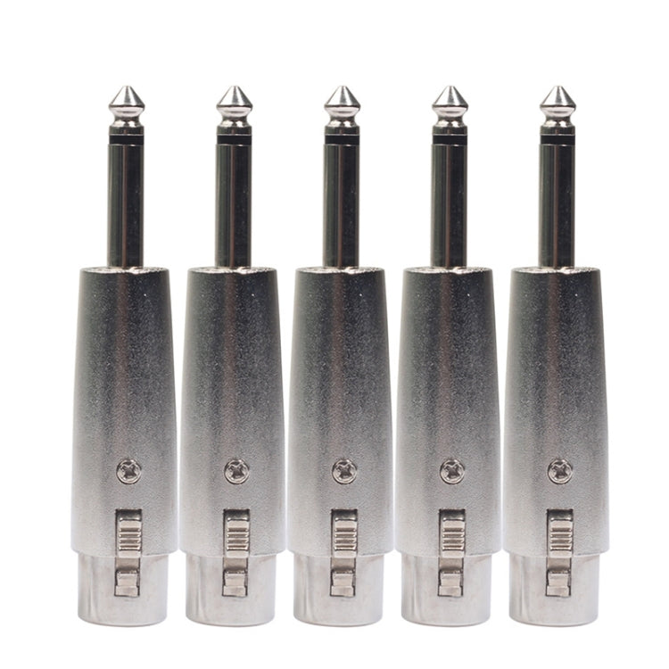 5 PCS LZ1167G 6.35mm Single Track Male Head to XRL Female Audio Adapter Plug (Black)