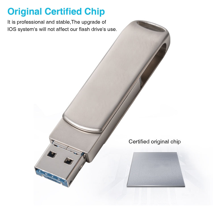 Richwell 3 in 1 32G Micro USB + 8 Pin + USB 3.0 Metal Rotating Push-pull Flash Disk with OTG Function