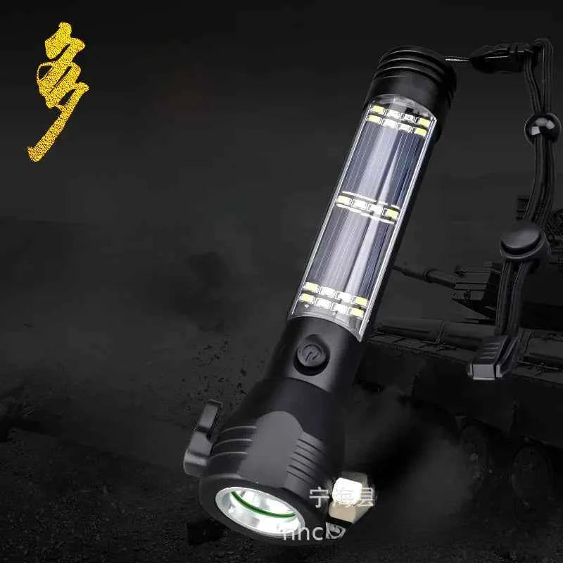 Solar USB Rechargeable LED Flashlight - High-Intensity Outdoor Light with Dual Charging