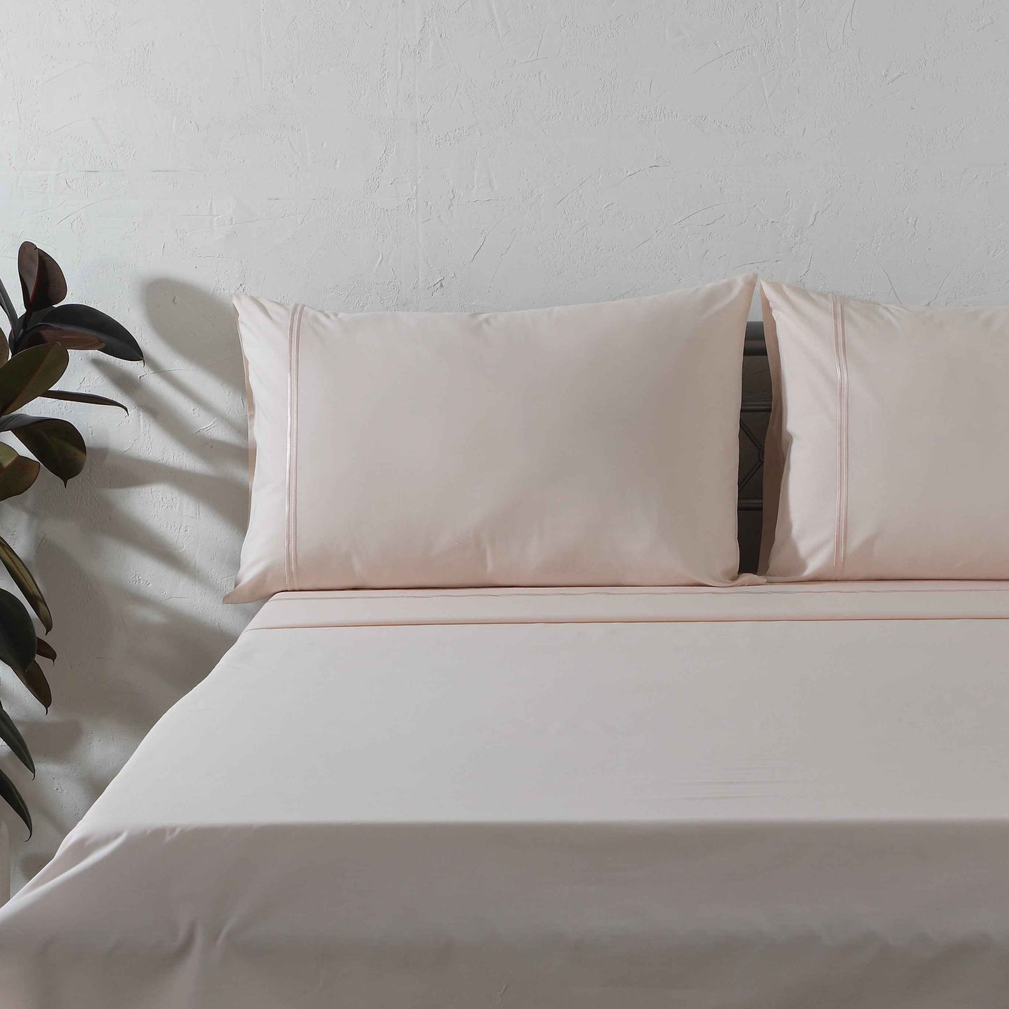 ORGANIC COTTON COLOURED SHEET SET 250TC- PEACH MIST
