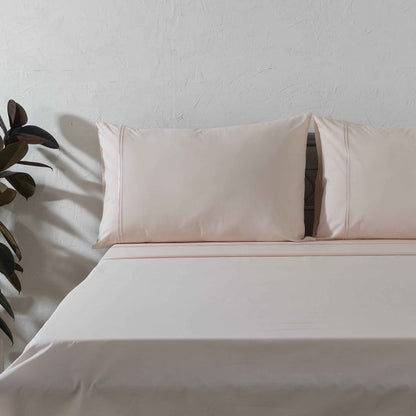 ORGANIC COTTON COLOURED SHEET SET 250TC- PEACH MIST