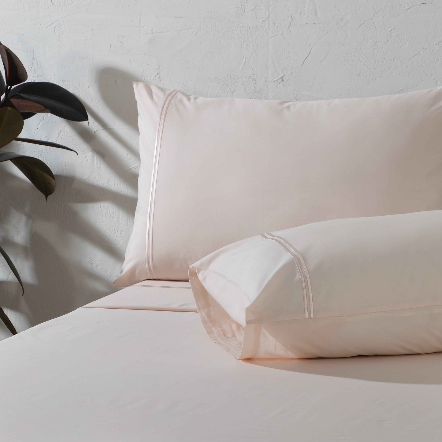 ORGANIC COTTON COLOURED SHEET SET 250TC- PEACH MIST