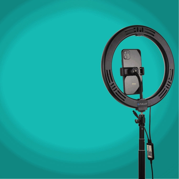 PULUZ 10.2 inch 26cm RGBW Light + 1.65m Tripod Mount Curved Surface USB RGBW Dimmable LED Ring Vlogging Video Light Live Broadcast Kits with Cold Shoe Tripod Ball Head & Phone Clamp & Remote Control