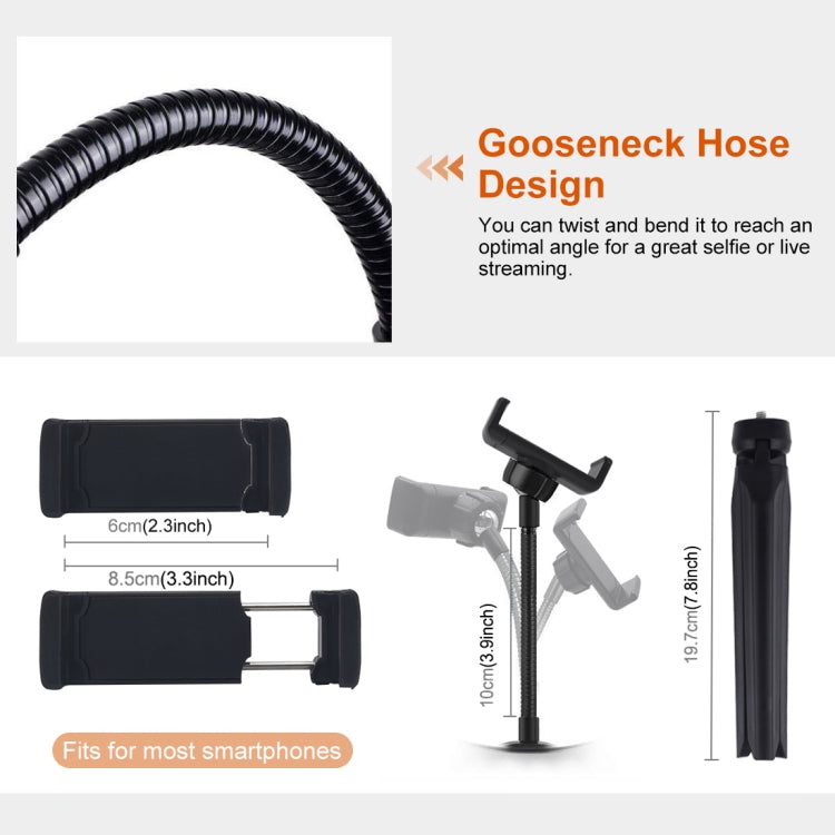 PULUZ 10.2 inch 26cm Marquee LED RGBWW Selfie Beauty Light + Desktop Tripod Mount 168 LED Dual-color Temperature Dimmable Ring Vlogging Photography Video Lights with Cold Shoe Tripod Ball Head & Remote Control & Phone Clamp