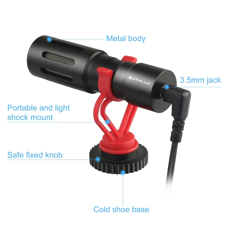 PULUZ Professional Interview Condenser Video Shotgun Microphone with 3.5mm Audio Cable for DSLR & DV Camcorder