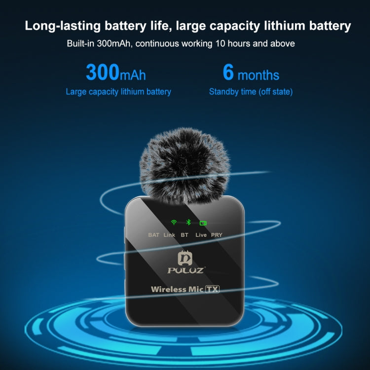 PULUZ 1 TX + 1 RX Wireless Lavalier Microphone