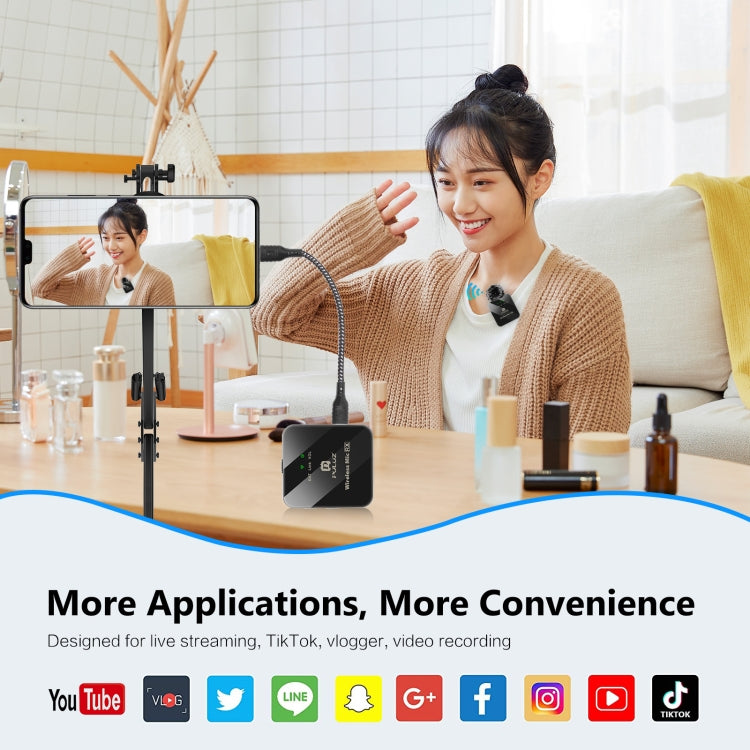 PULUZ 1 TX + 1 RX Wireless Lavalier Microphone