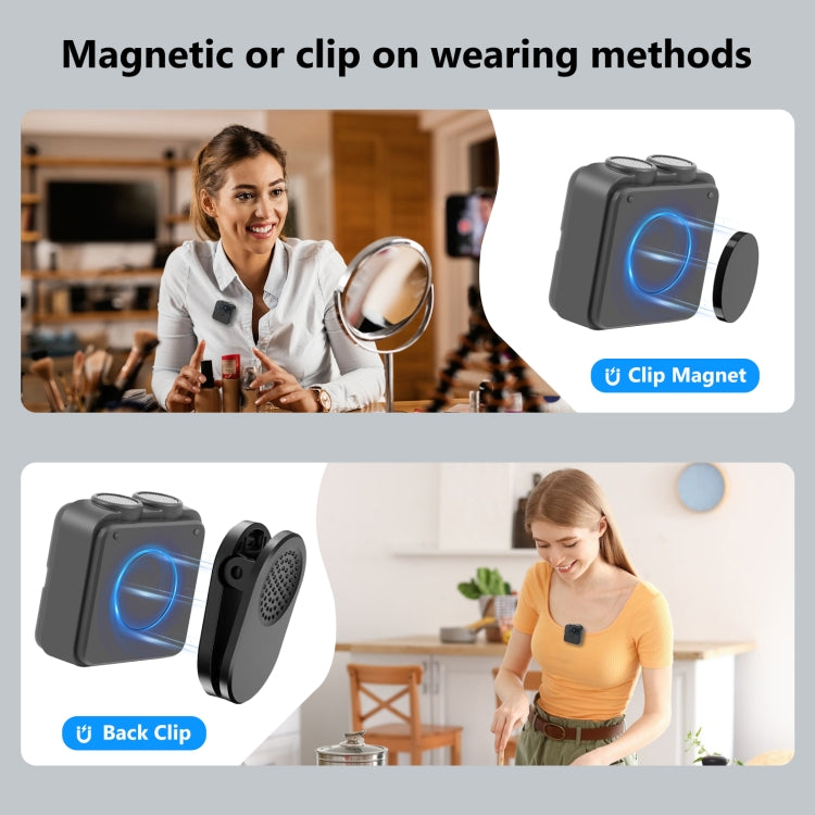 PULUZ Magnetic Lavalier Wireless Microphone with Charging Case Box, Type-C RX Receiver and 2 TX Microphones