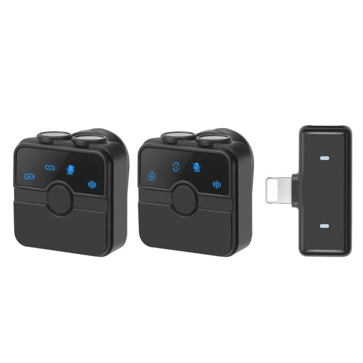 PULUZ Magnetic Lavalier Wireless Microphone with Charging Case Box, 8 Pin RX Receiver and 2 TX Microphones