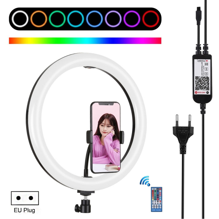 PULUZ 11.8 inch 30cm RGB Dimmable LED Ring Vlogging Selfie Photography Video Lights with Cold Shoe Tripod Ball Head & Phone Clamp (Pink)