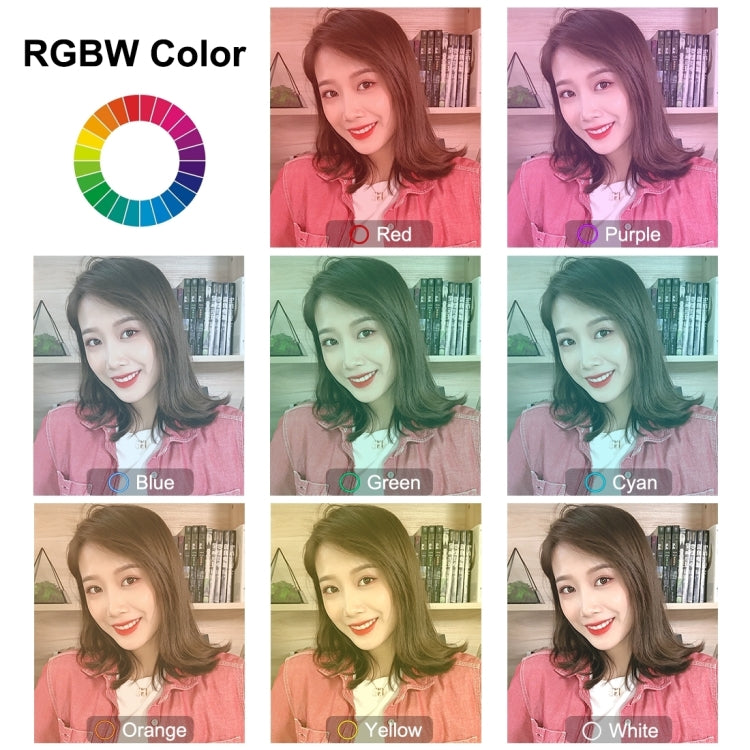 PULUZ 6.2 inch 16cm USB RGBW Dimmable LED Ring Vlogging Photography Video Lights  with Cold Shoe Tripod Ball Head & Remote Control