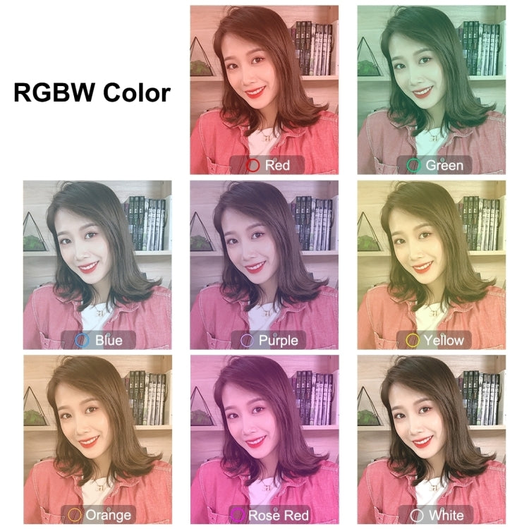 PULUZ 4.7 inch 12cm Curved Surface USB 10 Modes 8 Colors RGBW Dimmable LED Ring Vlogging Photography Video Lights with Tripod Ball Head