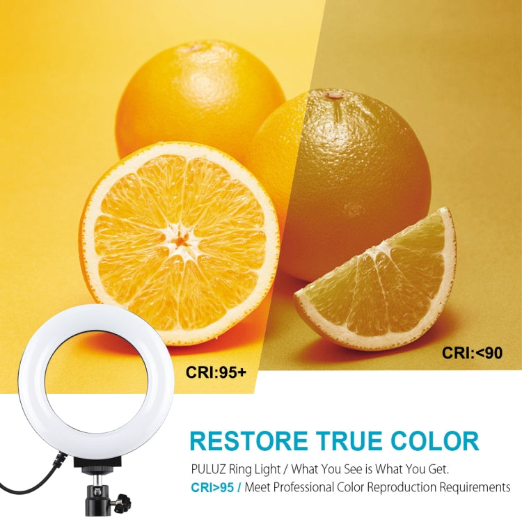 PULUZ 4.7 inch 12cm Curved Surface USB 10 Modes 8 Colors RGBW Dimmable LED Ring Vlogging Photography Video Lights with Tripod Ball Head