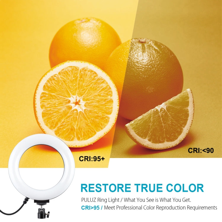PULUZ 6.2 inch 16cm USB 10 Modes 8 Colors RGBW Dimmable LED Ring Vlogging Photography Video Lights with Tripod Ball Head