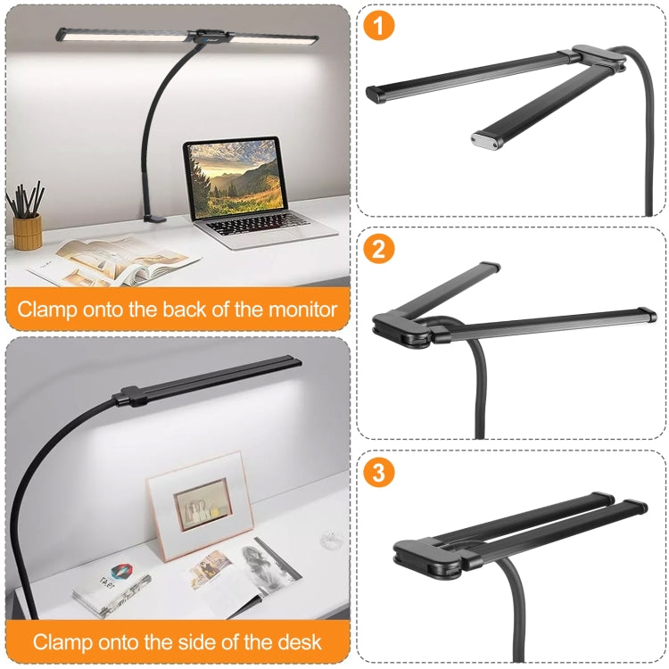 PULUZ Gooseneck Tube LED Fill Light Double Head Clip Desk Lamp