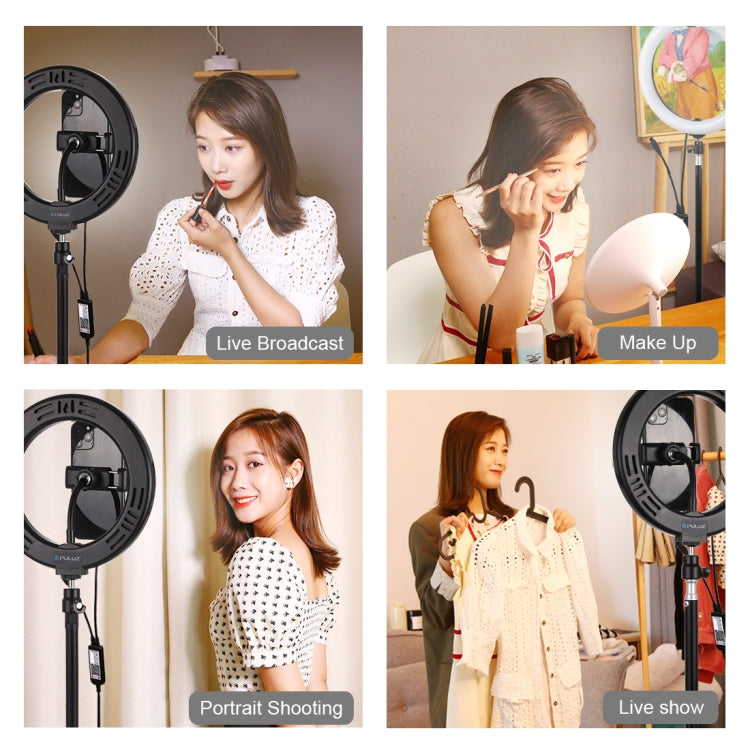 PULUZ 7.9 inch 20cm USB RGB Dimmable LED Dual Color Temperature LED Curved Light Ring Vlogging Selfie Photography Video Lights with Phone Clamp