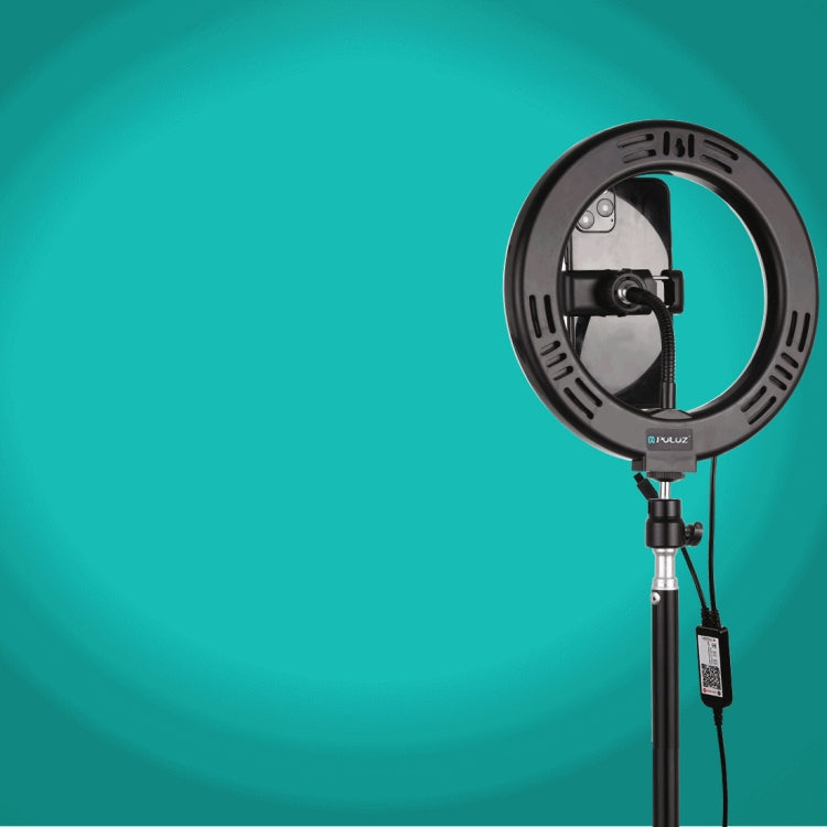 PULUZ 7.9 inch 20cm USB RGB Dimmable LED Dual Color Temperature LED Curved Light Ring Vlogging Selfie Photography Video Lights with Phone Clamp