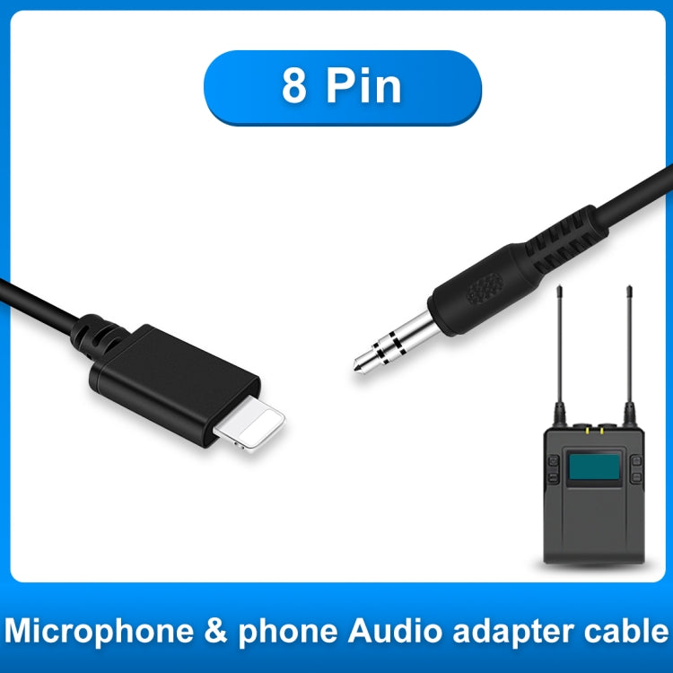PULUZ 3.5mm TRRS Male to 8 Pin Male Live Microphone Audio Adapter Spring Coiled Cable for iPhone, Cable Stretching to 100cm