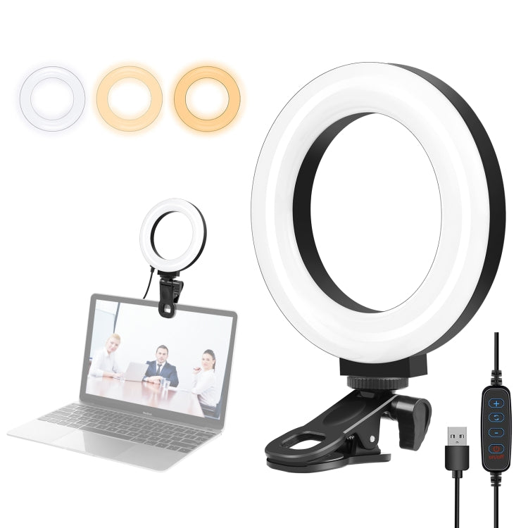 PULUZ 4.7 inch 12cm Ring Selfie Light 3 Modes USB Dimmable Dual Color Temperature LED Curved Vlogging Photography Video Lights with Monitor Clip Holder