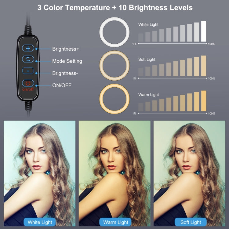 PULUZ 6.2 inch 16cm Ring Selfie Light 3 Modes USB Dimmable Dual Color Temperature LED Curved Vlogging Photography Video Lights with Monitor Clip Holder
