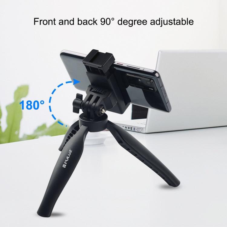 PULUZ Desk Plastic Tripod Mount with Phone Clamp & Adjusting Tripod Head for Smartphones