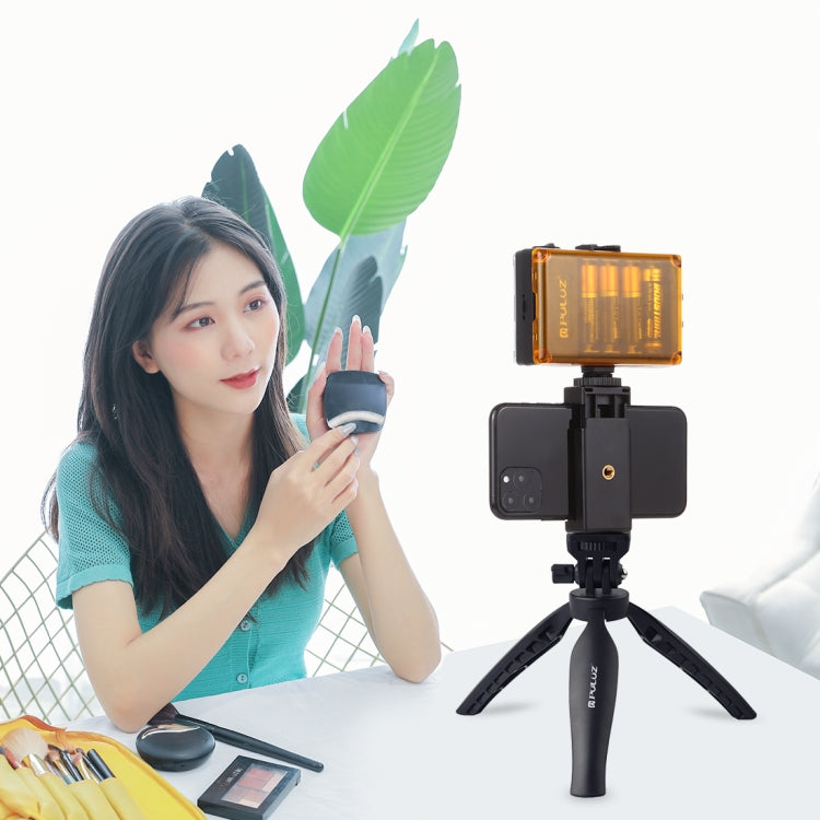 PULUZ Desk Plastic Tripod Mount with Phone Clamp & Adjusting Tripod Head for Smartphones