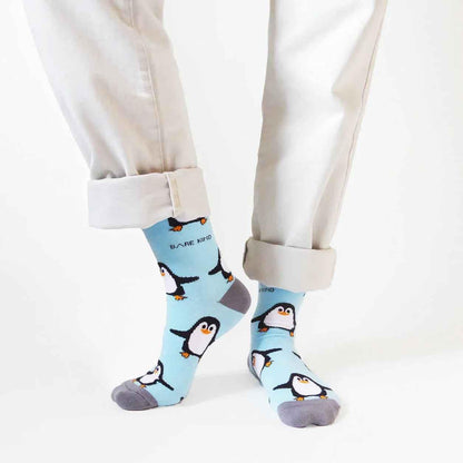 Penguins | Sky Blue | Bamboo Socks