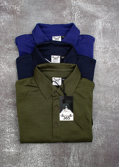 Men's Polo - 100% Merino Wool, Black Merino 365 NZ