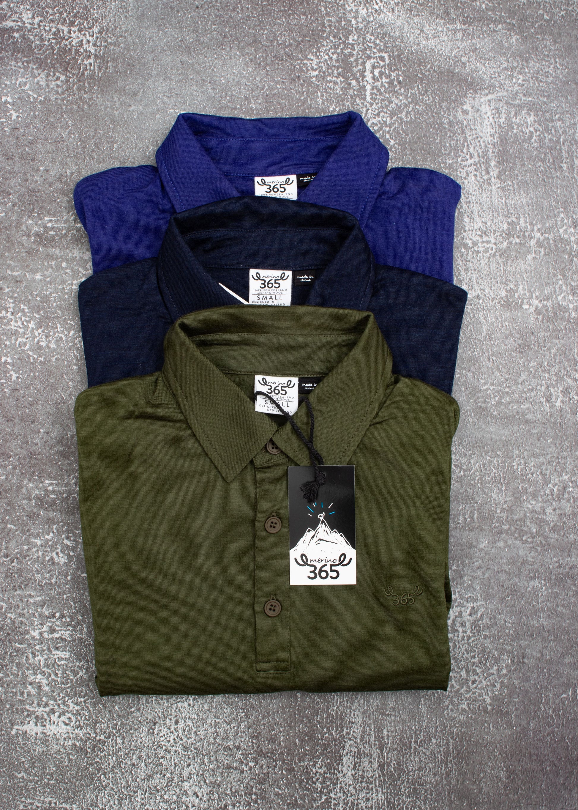 Men's Polo - 100% Merino Wool, Khaki Green Merino 365 NZ