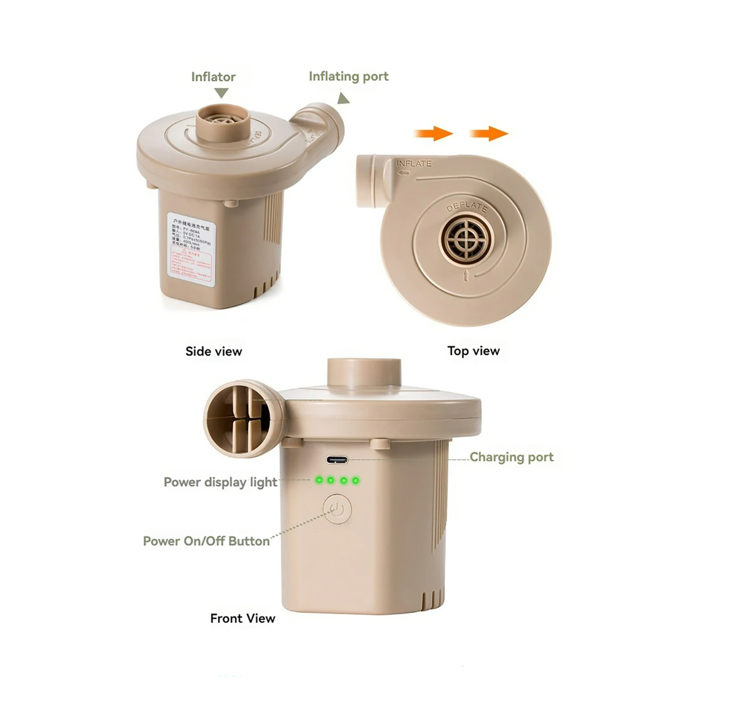 Portable Rechargeable Air Pump – High Power, Dual Function (Inflate & Deflate) ECOTREK