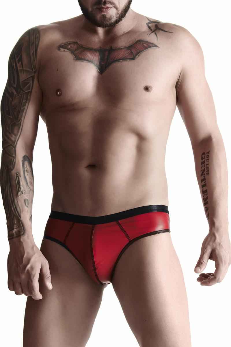 Briefs made from stretchy, matt wetlook material. Wide elastic waistband. With Big Boss Effect, through a mesh insert.  The product is packaged in a glossy box. Care instructions: 30 degree hand wash  Color : red  Material : 95%polyester / 5% elastaneA...