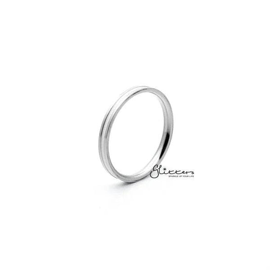 White Enamel Filled Center Stainless Steel Women's Rings.