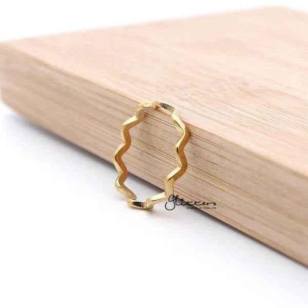 18K Gold Plated over Stainless Steel Wavy Women's Rings