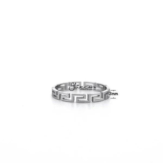 Stainless Steel Greek Key Women's Ring.