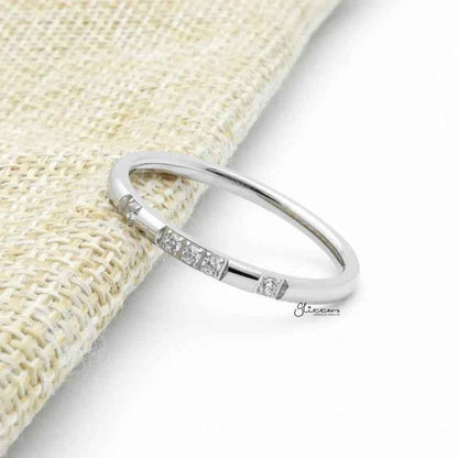 Stainless Steel 5 CZ Inlay Band Ring - Silver