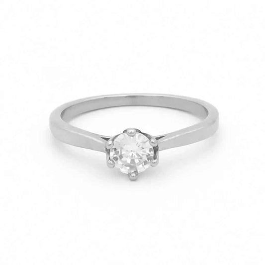 Cubic Zirconia Wedding Engagement Ring - Silver