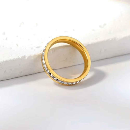 Stainless Steel Square CZ Paved Band Ring - Gold